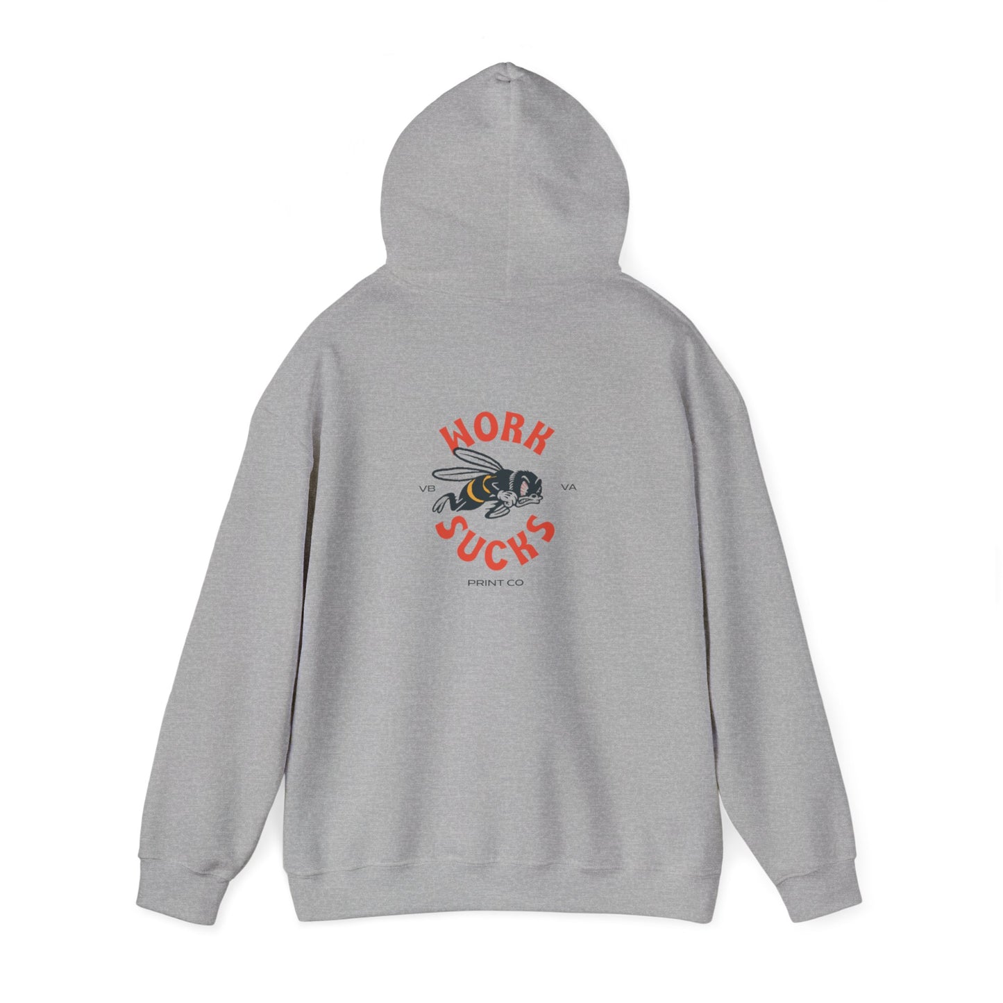 Hoodie — 'Work Sucks' Bee Graphic Pullover