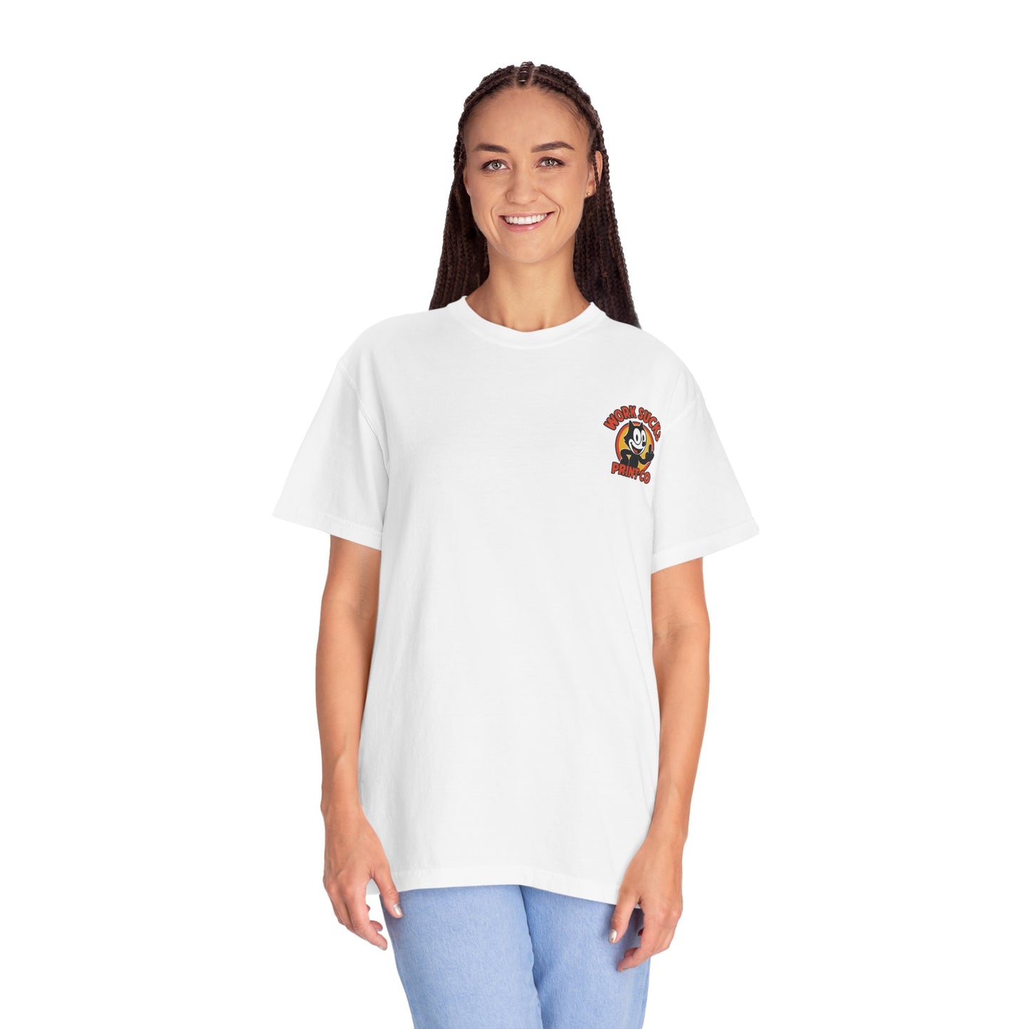 Work Sucks Print Co. T-Shirt — Retro Felix Cartoon Graphic Tee