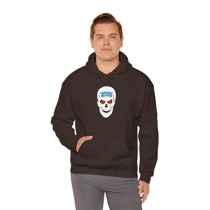 Skull 'Work Sucks' Hoodie – Graphic Skull with Red Eyes Casual Pullover