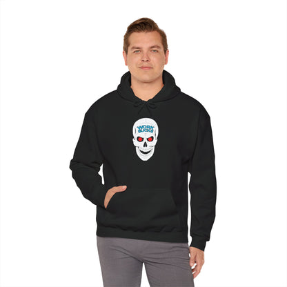 Skull 'Work Sucks' Hoodie – Graphic Skull with Red Eyes Casual Pullover