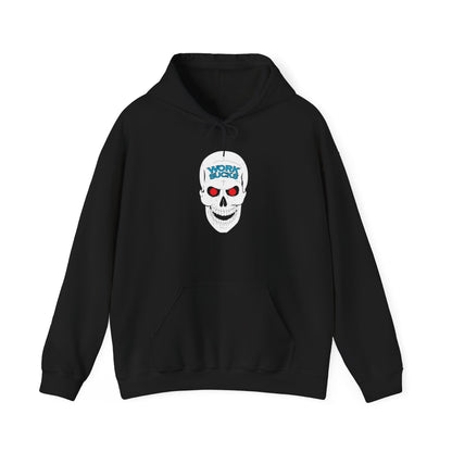 Skull 'Work Sucks' Hoodie – Graphic Skull with Red Eyes Casual Pullover