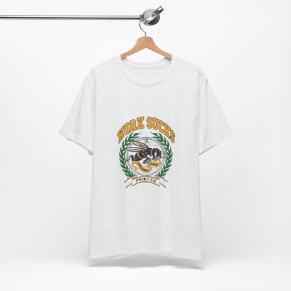Work Sucks Tee — Vintage Bee Crest Graphic T‑Shirt