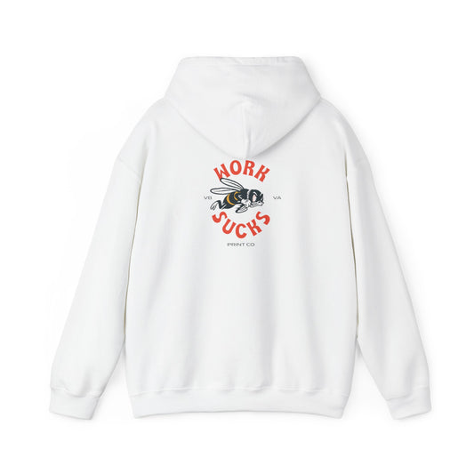 Hoodie — 'Work Sucks' Bee Graphic Pullover