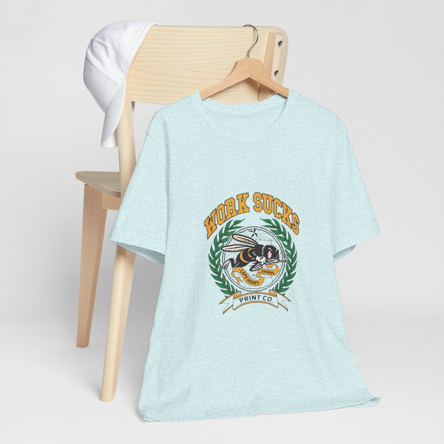 Work Sucks Tee — Vintage Bee Crest Graphic T‑Shirt