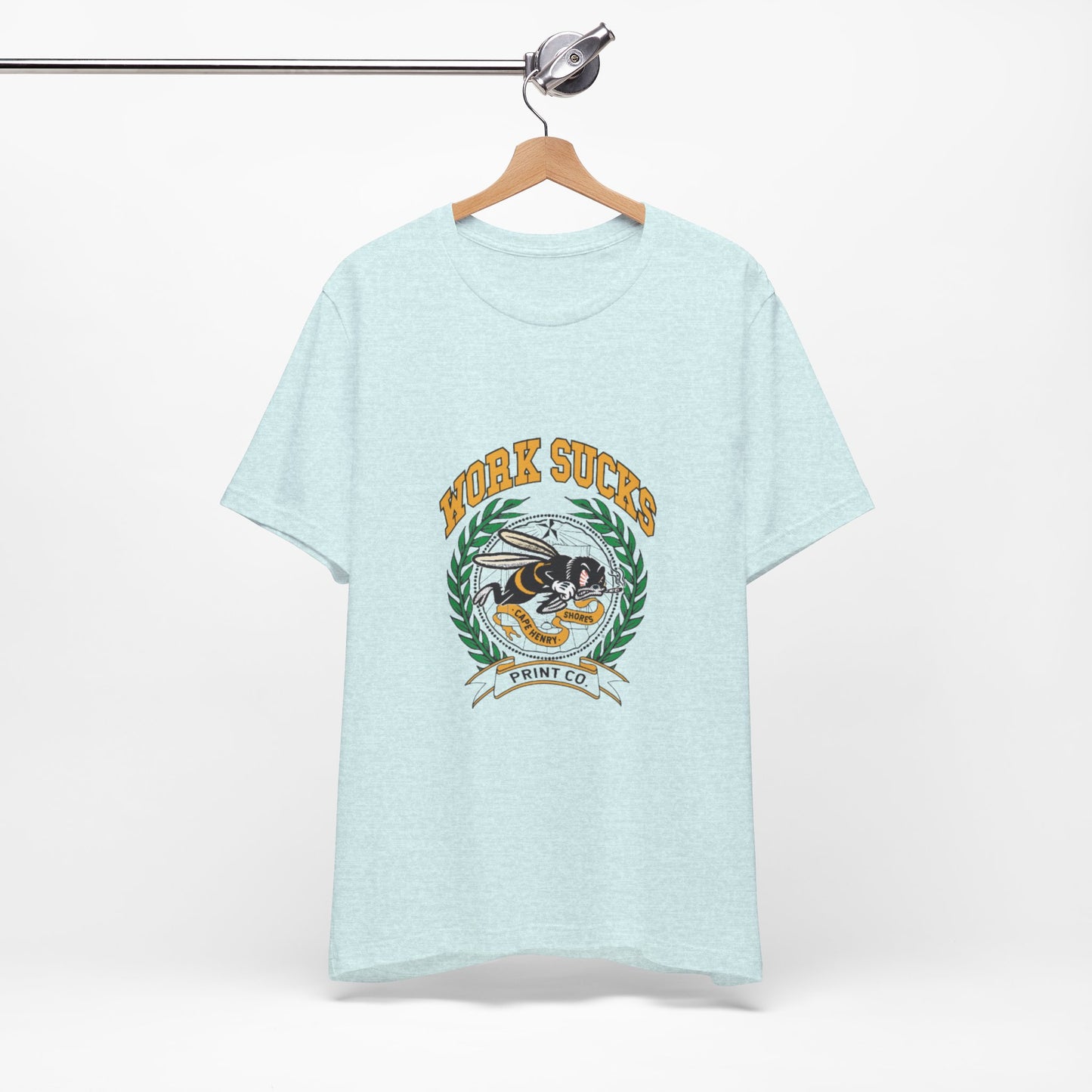 Work Sucks Tee — Vintage Bee Crest Graphic T‑Shirt