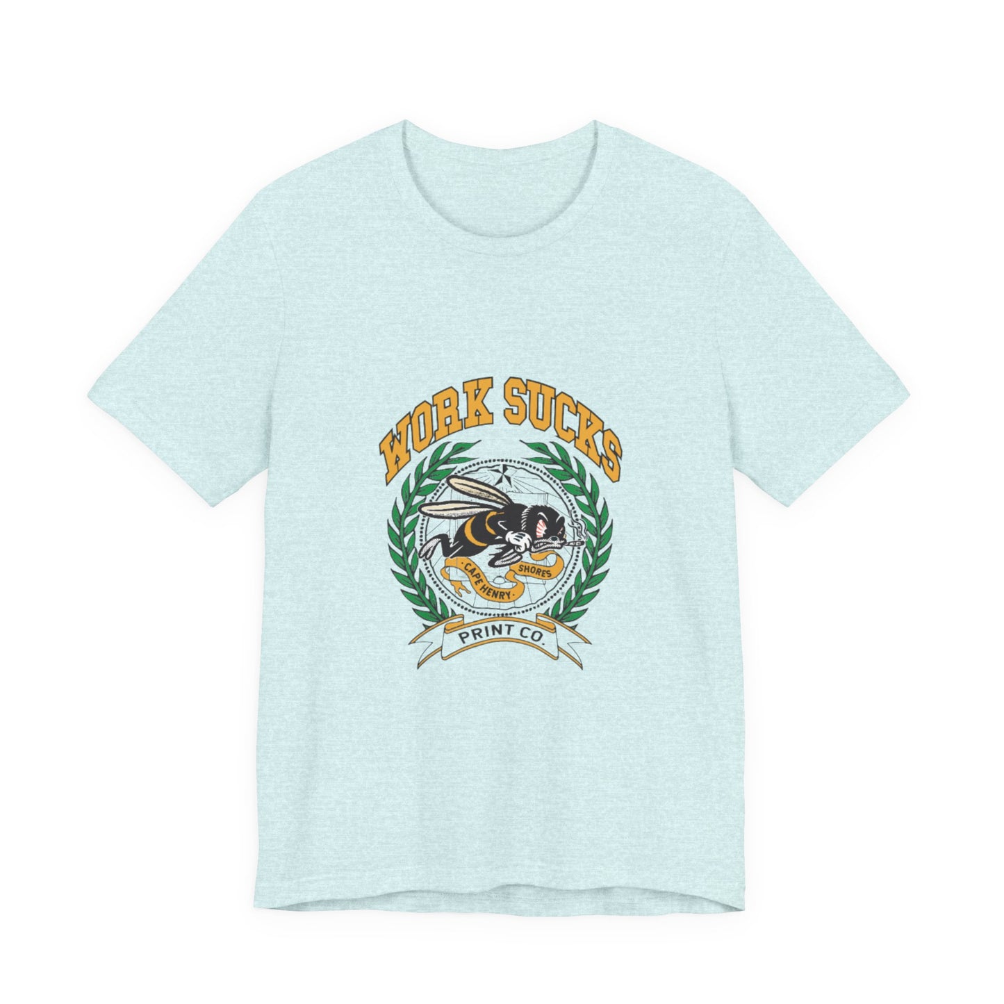 Work Sucks Tee — Vintage Bee Crest Graphic T‑Shirt