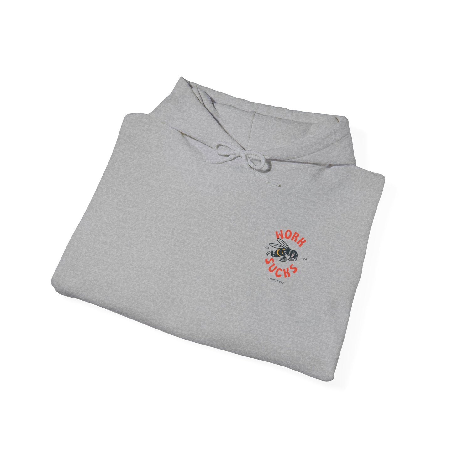 Hoodie — 'Work Sucks' Bee Graphic Pullover
