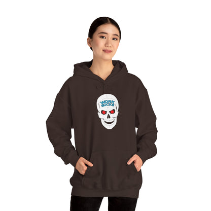 Skull 'Work Sucks' Hoodie – Graphic Skull with Red Eyes Casual Pullover
