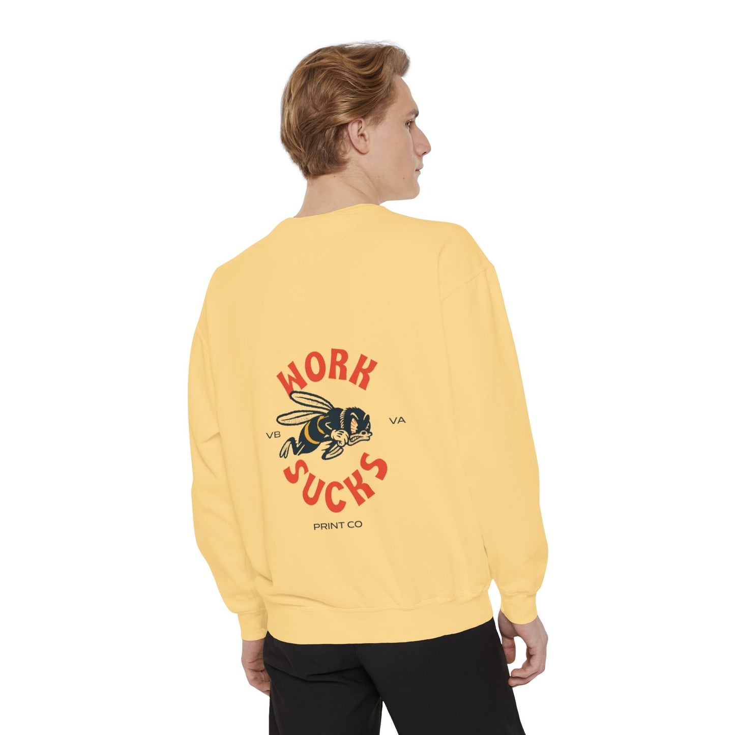 Work Sucks Bee Sweatshirt — Vintage Bee Graphic Crewneck