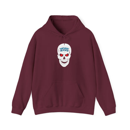 Skull 'Work Sucks' Hoodie – Graphic Skull with Red Eyes Casual Pullover