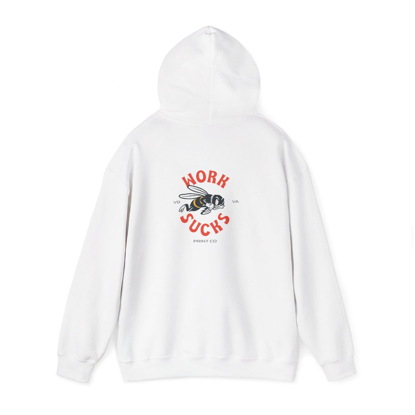 Hoodie — 'Work Sucks' Bee Graphic Pullover