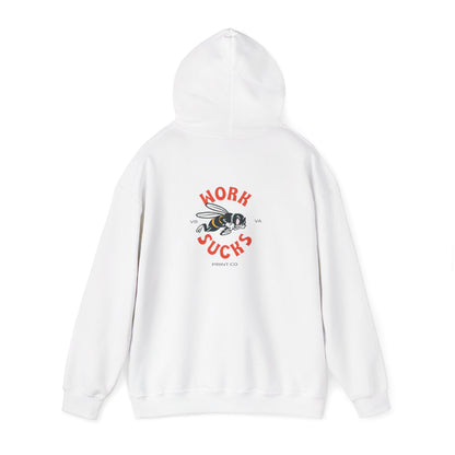 Hoodie — 'Work Sucks' Bee Graphic Pullover