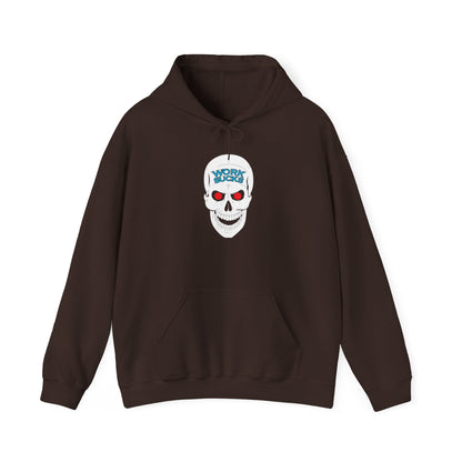 Skull 'Work Sucks' Hoodie – Graphic Skull with Red Eyes Casual Pullover